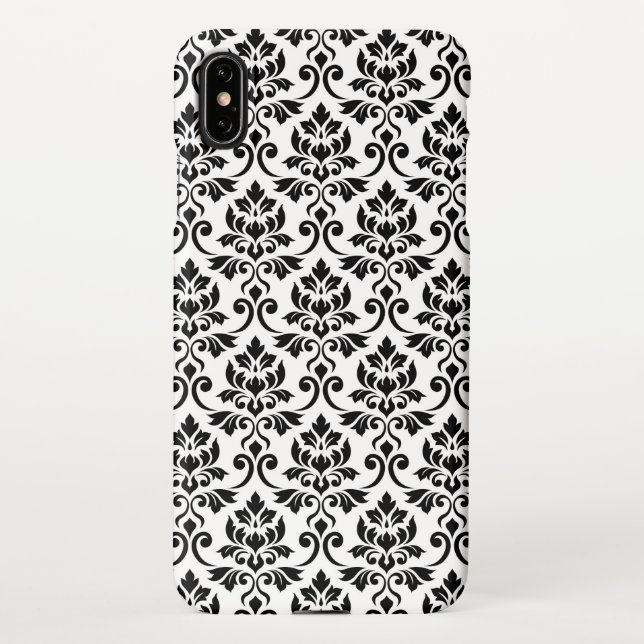Feuille Damask Pattern Black on White iPhone Case (Back)