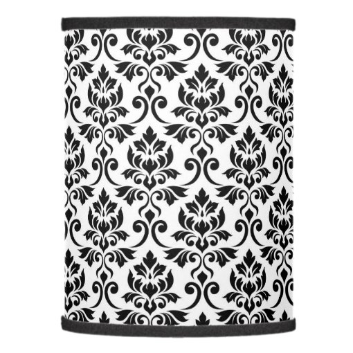 Feuille Damask Pattern Black on White Lamp Shade Zazzle