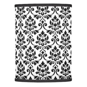 Feuille Damask Pattern Black on White Lamp Shade