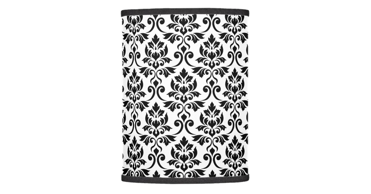 Feuille Damask Pattern Black On White Lamp Shade Zazzle Com
