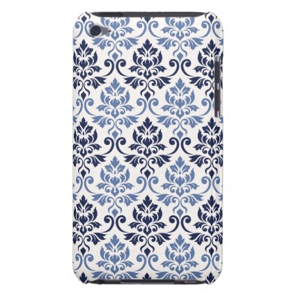 Feuille Damask Pattern Blues on Cream Barely There iPod Case