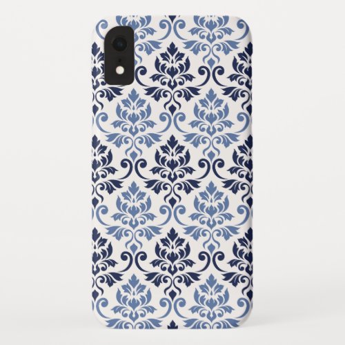 Feuille Damask Pattern Blues on Cream iPhone XR Case