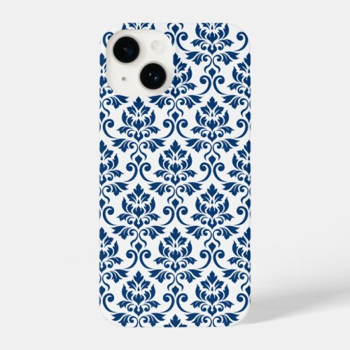 Feuille Damask Pattern Dark Blue on White iPhone 14 Case