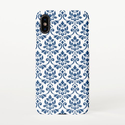 Feuille Damask Pattern Dark Blue on White iPhone X Case