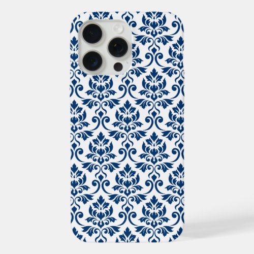 Feuille Damask Pattern Dark Blue on White iPhone 15 Pro Max Case