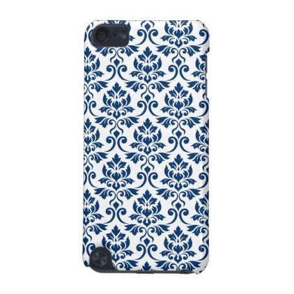 Feuille Damask Pattern Dark Blue on White iPod Touch 5G Case