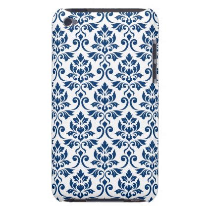 Feuille Damask Pattern Dark Blue on White iPod Touch Case