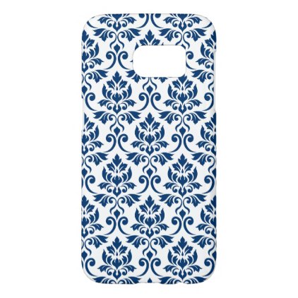 Feuille Damask Pattern Dark Blue on White Samsung Galaxy S7 Case