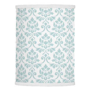 Feuille Damask Pattern Duck Egg Blue on White Lamp Shade
