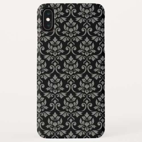 Feuille Damask Pattern Gray on Black iPhone XS Max Case