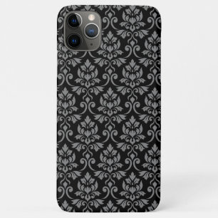 Feuille Damask Pattern Gray on Black iPhone 11 Pro Max Case