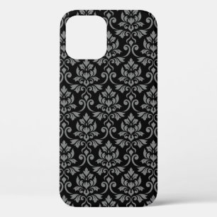 Feuille Damask Pattern Gray on Black iPhone 12 Pro Case