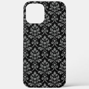 Feuille Damask Pattern Gray on Black iPhone 12 Pro Max Case
