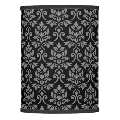 Feuille Damask Pattern Gray on Black Lamp Shade