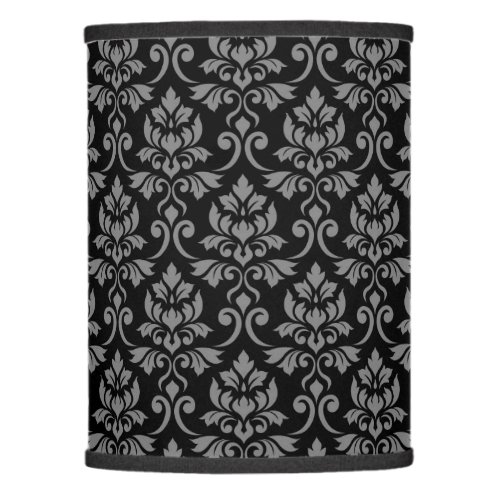 Feuille Damask Pattern Gray on Black Lamp Shade