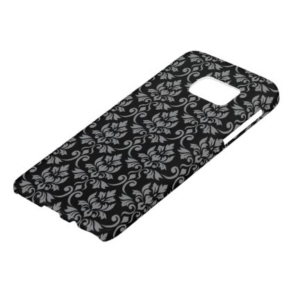 Feuille Damask Pattern Gray on Black Samsung Galaxy S7 Case