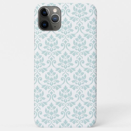 Feuille Damask Pattern Light Teal on White iPhone 11 Pro Max Case
