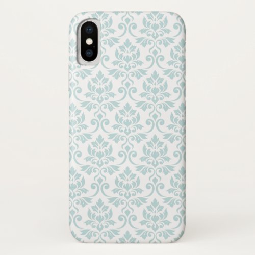 Feuille Damask Pattern Light Teal on White iPhone XS Case