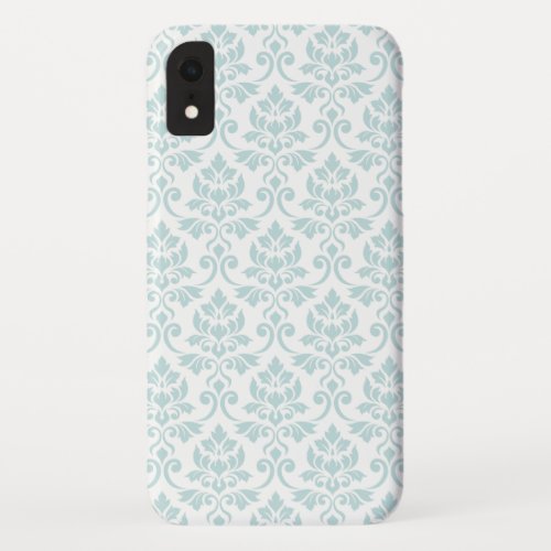 Feuille Damask Pattern Light Teal on White iPhone XR Case