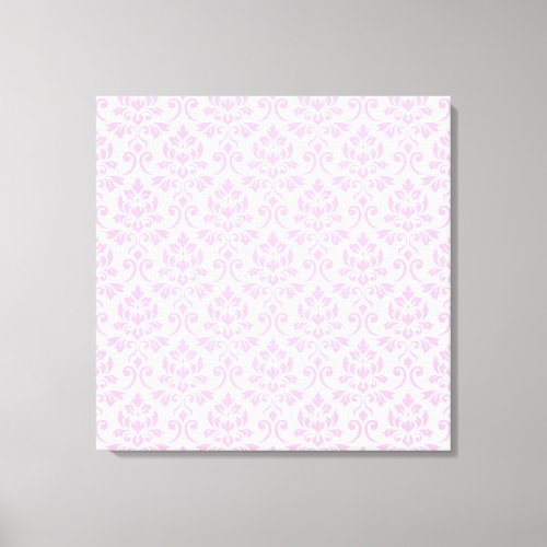 Feuille Damask Pattern Pink on White Canvas Print