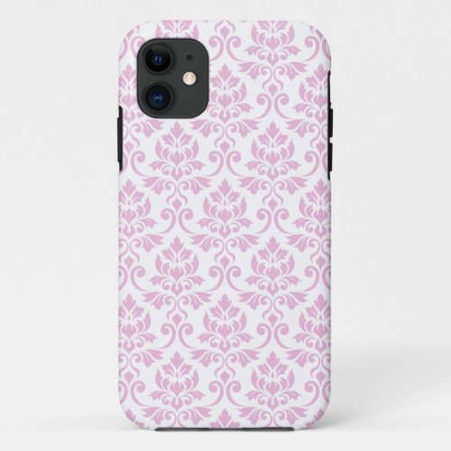 Feuille Damask Pattern Pink on White iPhone 11 Case