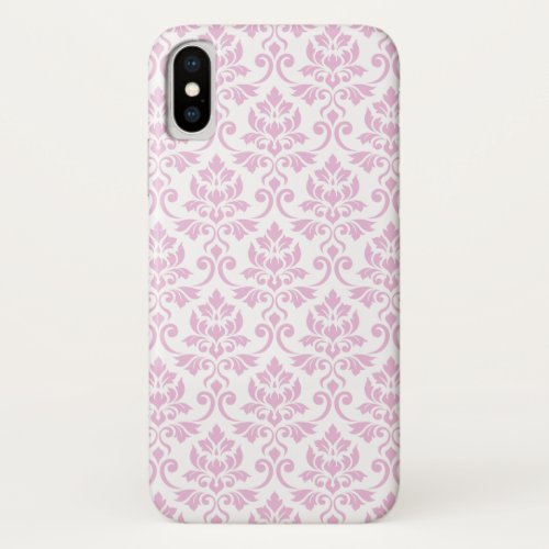 Feuille Damask Pattern Pink on White iPhone X Case