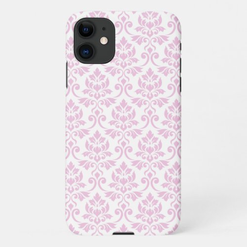 Feuille Damask Pattern Pink on White iPhone 11 Case