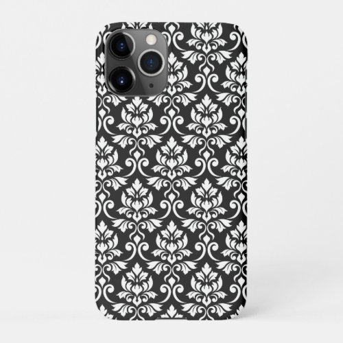 Feuille Damask Pattern White on Black iPhone 11Pro Case