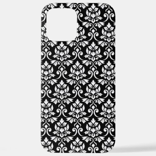 Feuille Damask Pattern White on Black iPhone 12 Pro Max Case