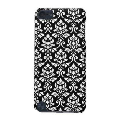 Feuille Damask Pattern White on Black iPod Touch (5th Generation) Cover