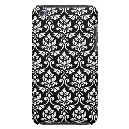 Feuille Damask Pattern White on Black iPod Touch Case