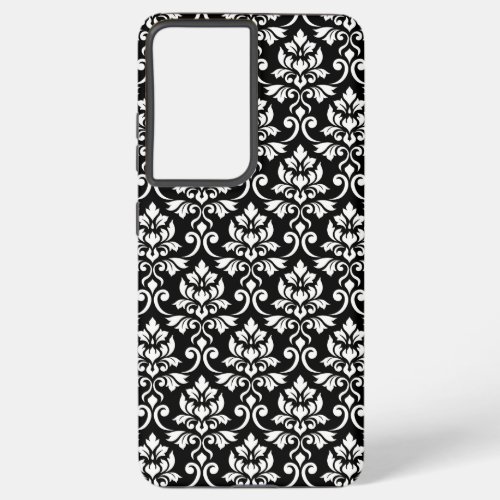 Feuille Damask Pattern White on Black Samsung Galaxy S21 Case