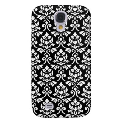 Feuille Damask Pattern White on Black Samsung Galaxy S4 Cover