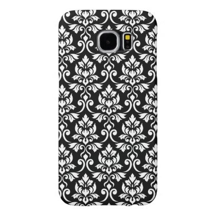 Feuille Damask Pattern White on Black Samsung Galaxy S6 Case