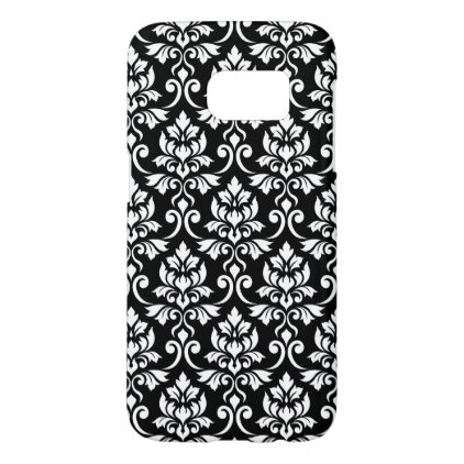 Feuille Damask Pattern White on Black Samsung Galaxy S7 Case