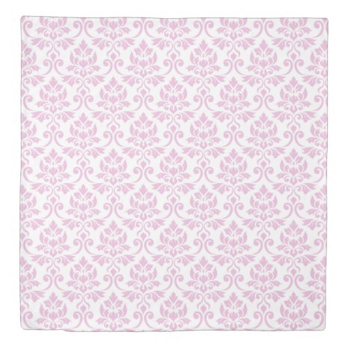 Feuille Damask Pink on White Pattern Duvet Cover