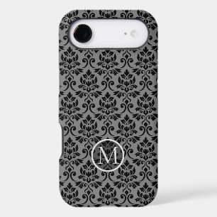 Feuille Damask Ptn Black on Gray (Personalized) iPhone 17 Air Case