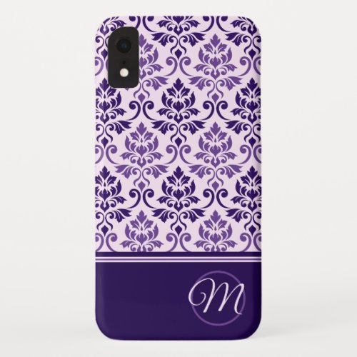 Feuille Damask Ptn Purples on Pink  Initial iPhone XR Case