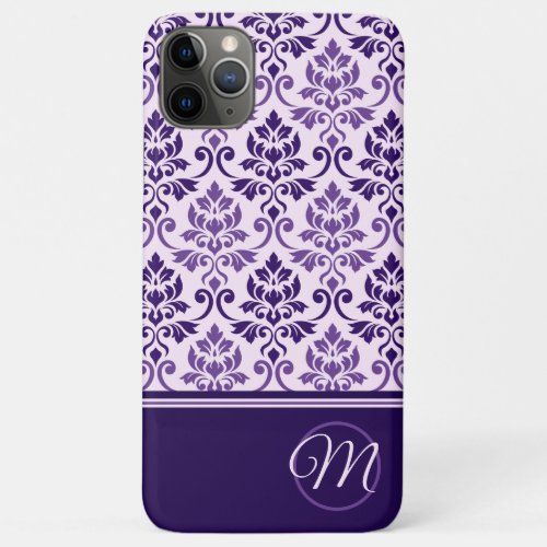 Feuille Damask Ptn Purples on Pink  Initial iPhone 11 Pro Max Case