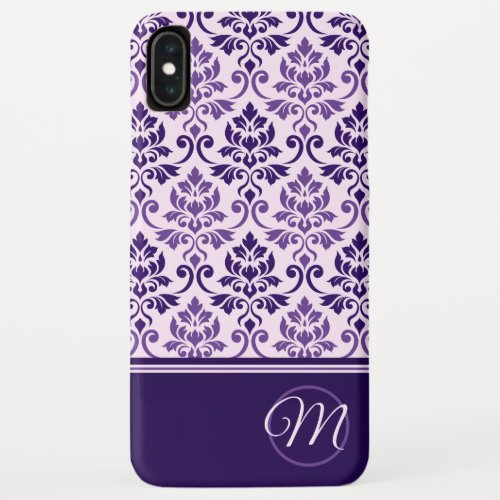 Feuille Damask Ptn Purples on Pink  Initial iPhone XS Max Case