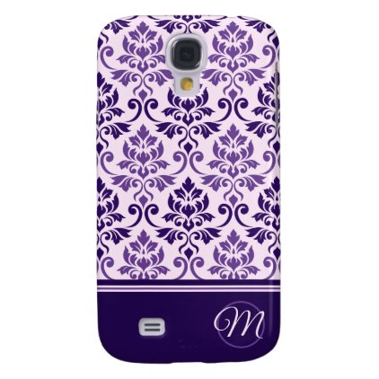 Feuille Damask Ptn Purples on Pink &amp; Initial Galaxy S4 Case