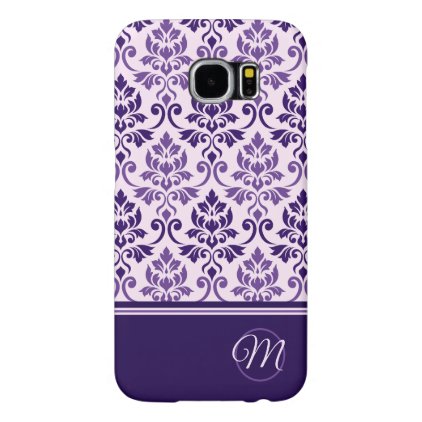 Feuille Damask Ptn Purples on Pink &amp; Initial Samsung Galaxy S6 Case