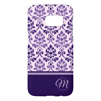 Feuille Damask Ptn Purples on Pink &amp; Initial Samsung Galaxy S7 Case