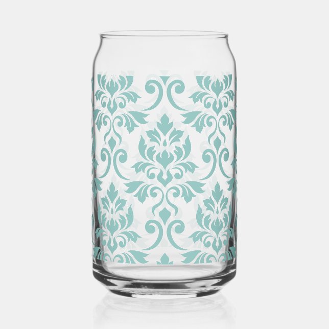 Feuille Damask Teal Large Pattern Can Glass (Right)