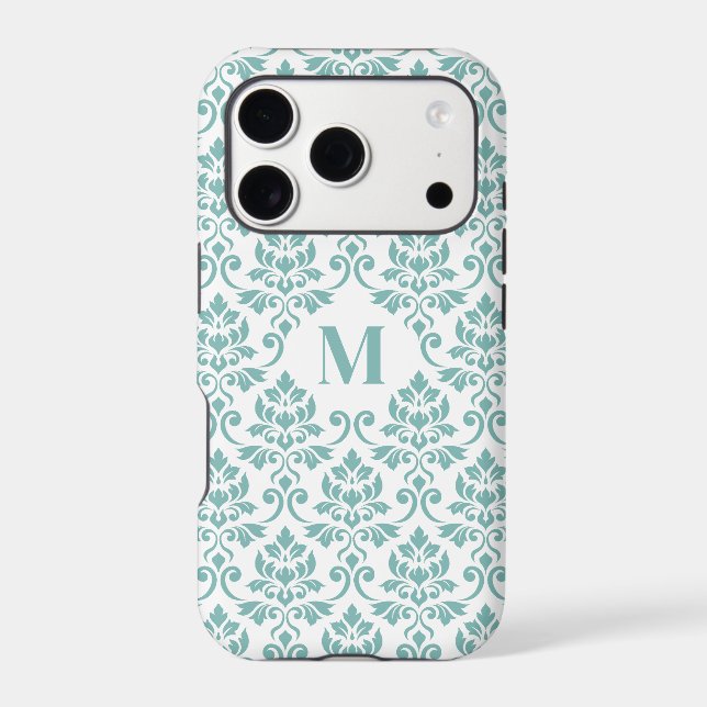 Feuille Damask Teal Pattern (Custom) Iphone Case (Back)