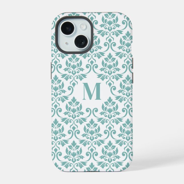 Feuille Damask Teal Pattern (Custom) Iphone Case (Back)