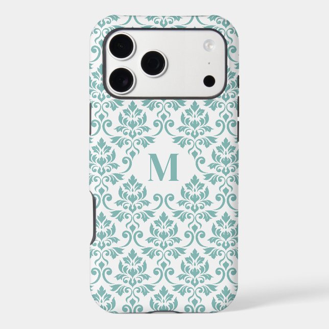 Feuille Damask Teal Pattern (Custom) Iphone Case (Back)