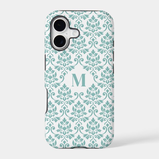 Feuille Damask Teal Pattern (Custom) Iphone Case (Back)