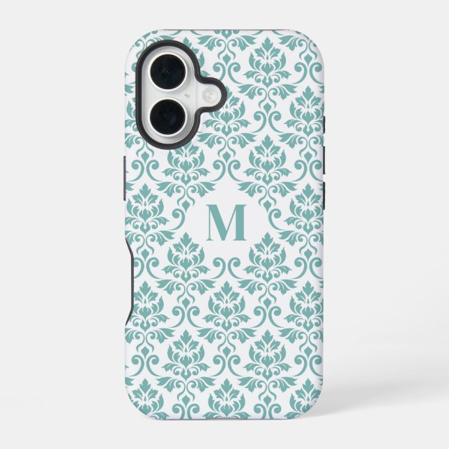 Feuille Damask Teal Pattern (Custom) Iphone Case (Back)