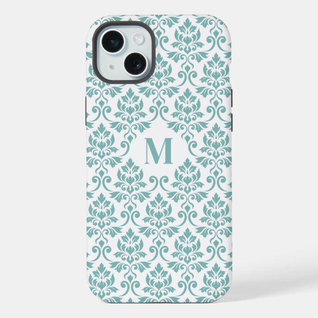 Feuille Damask Teal Pattern (Custom) Iphone Case (Back)